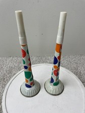 Set of 2 Vintage 9.25" Tin Trumpets Party Noisemakers Made in USA Multicolor