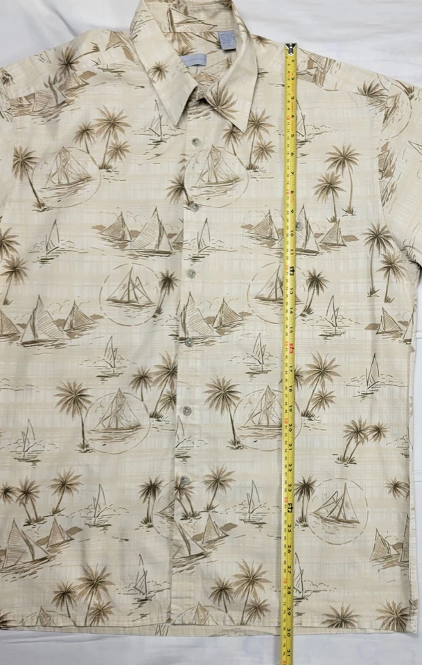 Half Moon Bay Shirt Men's Size Large Button Up Short Sleeve Palm Tree Print - Image 4 of 4