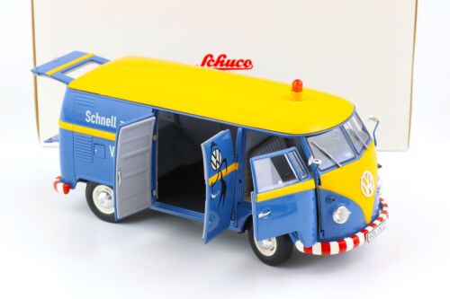 1:18 Schuco VW T1b scatola VW servizio clienti VW servizio blu/giallo pressofuso - Foto 4 di 7
