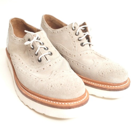 GRENSON Beige Suede Wingtip Brogue 