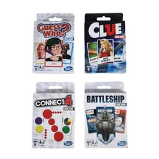 Travel Game Card Game Set Battleship, Connect 4, Guess Who, Clue (4pk) **READ**