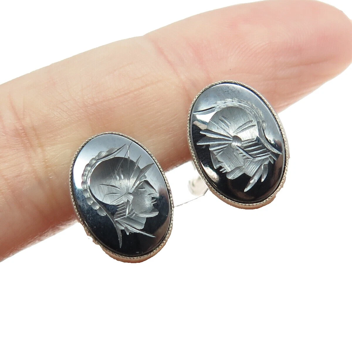 Gemelos de plata de ley Hematita para hombres