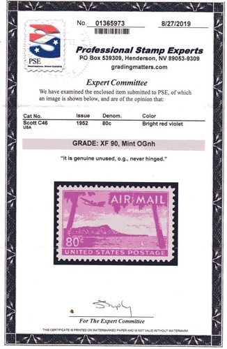 U.S. STAMP #C46  --- 80c HAWAII AIRMAIL — XF  - MINT - GRADED 90  - Picture 2 of 2