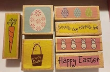 Hampton Art Studio Easter Rubber Wood Block Stamp Lot- Lot of 7