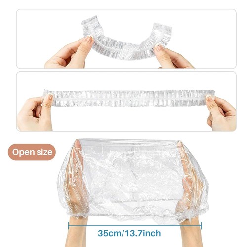 100 Disposable Shower Caps Unisex - Large Plastic Hair Caps for Deep Conditionin - Picture 3 of 11