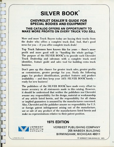 Chevrolet 1975 guía del concesionario para carrocerías y equipos especiales - libro de plata - Imagen 2 de 11
