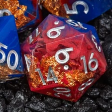 Sage's Geomancy Red/Blue Sharp Edge Resin Polyhedral Dice Set | Dnd Dice RPG