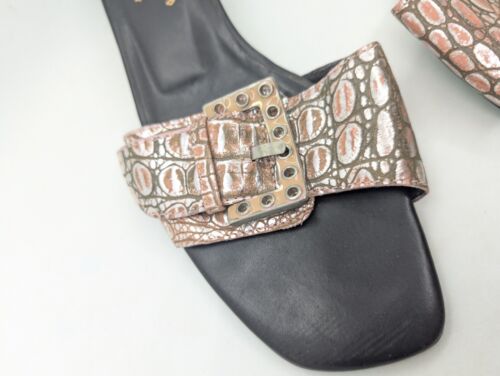 Donald Pliner Größe 8 M Metallic Pantoletten Sandalen Mini Absatz Schuhe Made in Italy - Bild 14 von 15