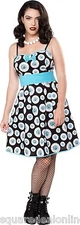 130351 Black & Turquoise Blue Eye Wanna Party Dress Sourpuss Punk Pinup Small S