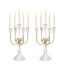 Candelabra Holder 11.8" 5 Candle Candelabras White Candle Holders Metal Candl...