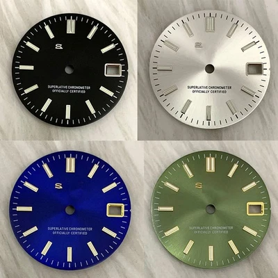 Cadran de montre 28,5 mm vert soleil lumineux pour NH35/NH36 mouvement - Photo 1/4