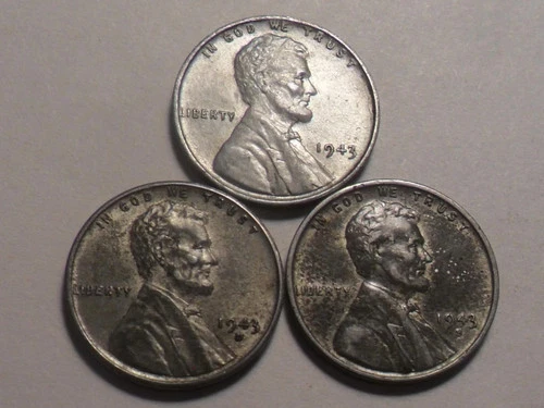 1943 P D S Lincoln Steel Wheat Cent Penny Set CIRCULATED