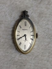 SEIKO Manual Wind Watch Oval Silver Timepiece Pocket Watch Classic Vintage