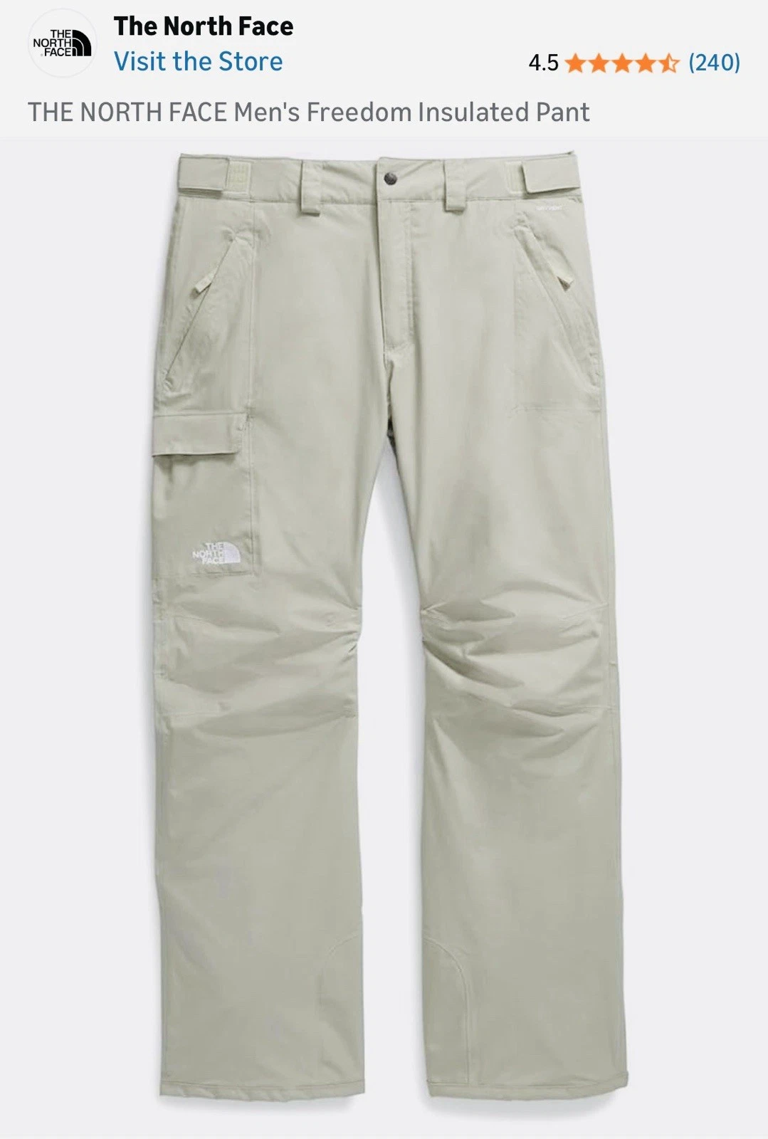New Men’s Northface Freedom insulated Ski/Snowboard Pants - Clay Grey XXL $200