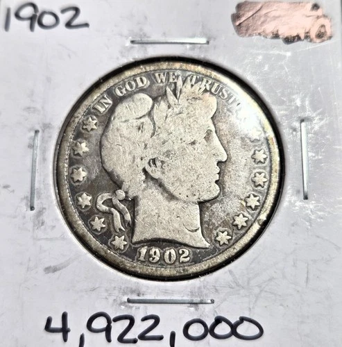 1902 Silver Barber Half Dollar Problem-Free Coin No Reserve!