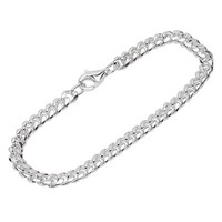 Armband 925 Sterling Silber 19Cm Panzerkette Oval Geschliffen Damen Armkette Neu