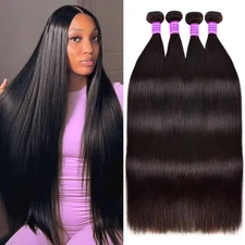 Straight Bundles Human Hair 24 26 28 30 Inch 4 Bundles Straight Hair 10A Double 