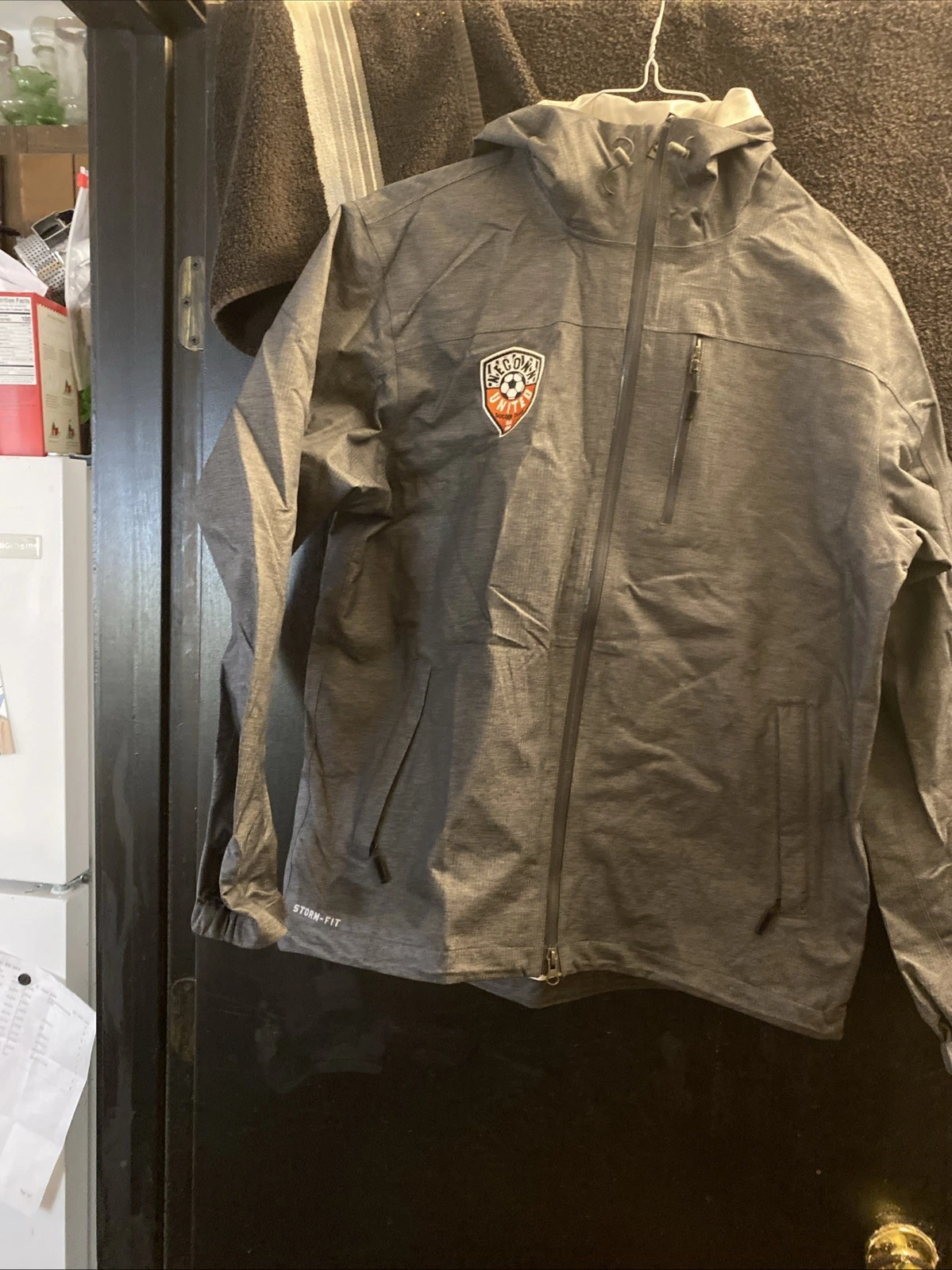 Nike F.C. Storm-FIT Football Club Jacket Hooded Full Zip Grey Mens Medium