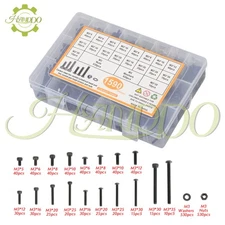 1590Pack M3 Screw Kit, Hex Button and Socket Head Bolts and Nuts Washers Set