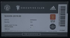 2019 2020 Burnley V Manchester United Football Match Stub