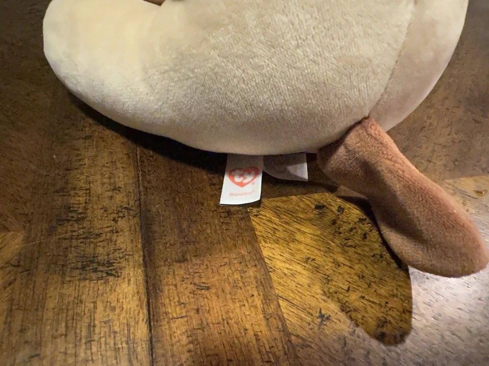 Baby Ty Velour Bumpkin Dog Plush Toy Soft Tan & Brown 6” 2017 Sewn Eyes - Image 4 of 4