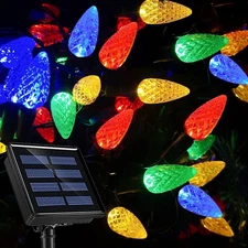 100 luces LED solares 39FT Luces De Fresa De Navideñas para exteriores patio