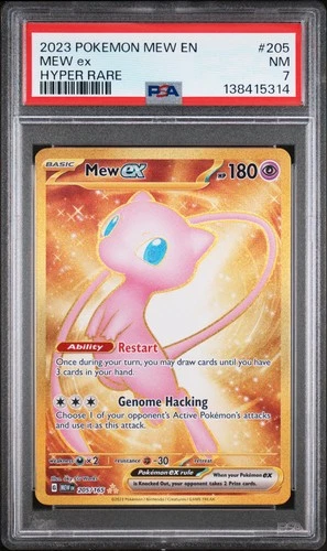 2023 POKEMON MEW EN-151 HYPER RARE #205 MEW EX PSA 7
