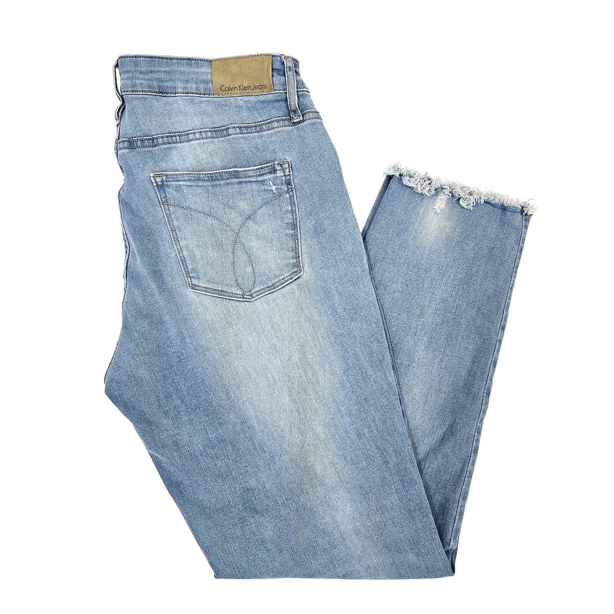 Calvin Klein Women's Size 31 Blue Denim Ankle Skinny Distressed
