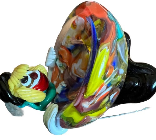 CIOTOLA POSACENERE CLOWN VINTAGE MURANO SOFFIATA A MANO VENEZIANA METÀ SECOLO - Foto 7 di 9
