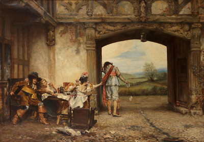 Frank Moss Bennett - Down on His Luck (1906) Card Games - 17''x22'' Fine Art Print