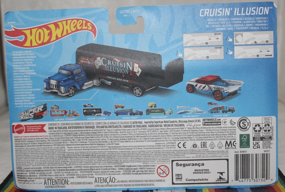 Camion Porteur Hot Wheels Super Rigs 1:64 Cruisin' Illusion - Avec Voiture Incluse, Pour Enfants Dès 3 Ans
