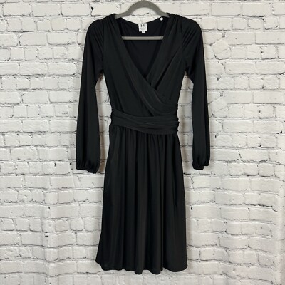 Halston Heritage Black Surplice Wrap Dress Womens Size XS Dinner Party  Cocktail | eBay