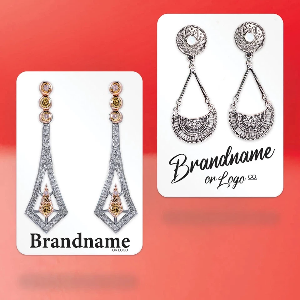 100 pcs Matte White 2-3/4" x 4" Custom Printed Jewelry Earring Display Cards - Image 3 of 4