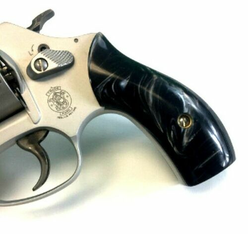 Black Mother Of Pearl Polymer Grips For Smith & Wesson J Frame Revolvers - Stunning Luster & Premium Fit
