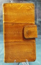 Vintage 5-1/2" Genuine EEL Skin Leather Bifold Snap Wallet