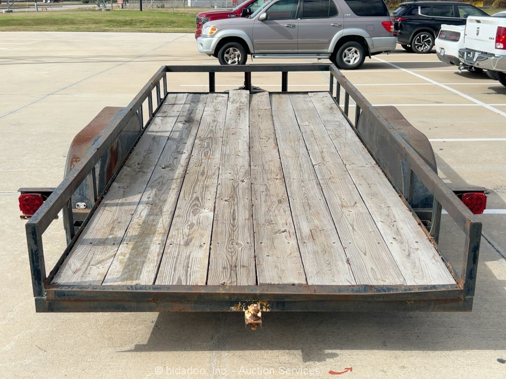 2012 Centex Flatbed 14' Utility Wood Deck Equipment Trailer Tandem Axle