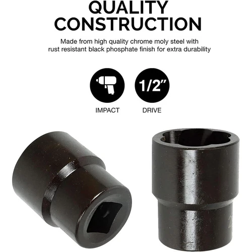 40 Piece Heavy Duty Car Truck Deep Impact Socket Set 1/2" Drive 8- 32mm Metric - Picture 10 of 14