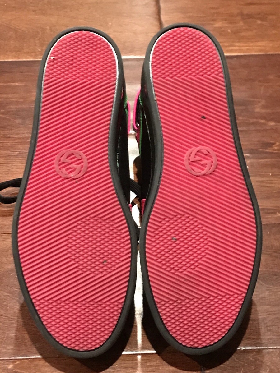 Gucci 388015 Women's Color Block Black Neon Pink Green Hi