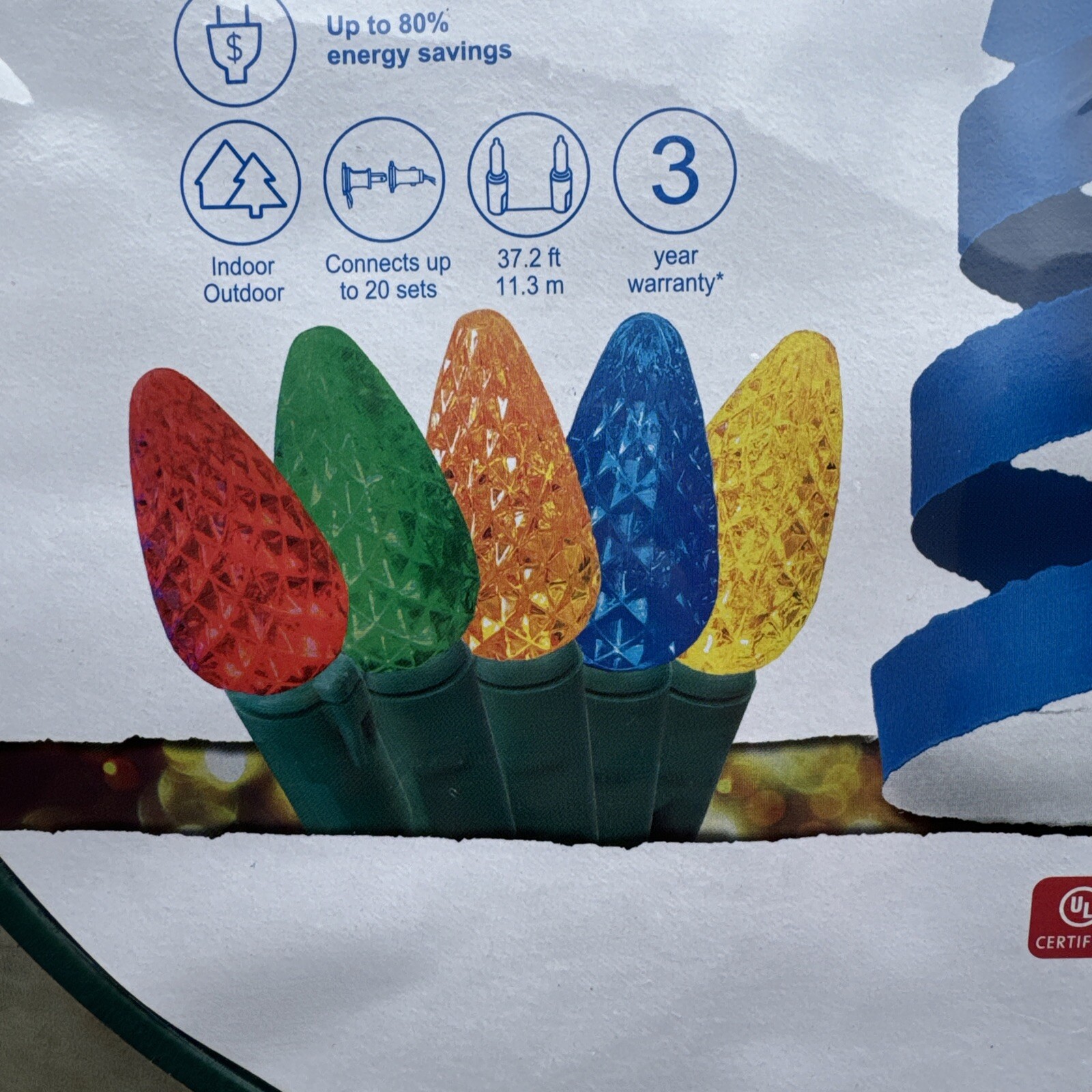 GE StayBright 150-Ct 37.2-ft Constant Multicolor C5 LED Christmas String Lights