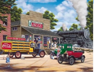 Springbok's 1000 Piece Jigsaw Puzzle Coca-Cola All Aboard - Missing 1 piece.