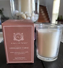 2 Aquiesse Luxury Scented CINNAMON TABAC Candle 6.5 oz.
