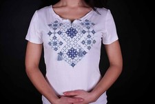 Vyshyvanka Traditional Embroidered Women Ukrainian blouse Ethnic Size S, White