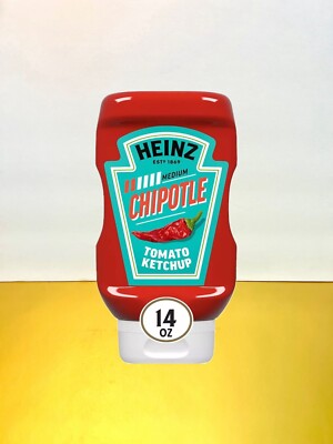   New Exclusive Heinz Chipotle Medium Tomato Ketchup Red Pepper Bottle 14oz