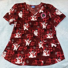 Scrub Star Frosty the Snowman Women  s Ultra Soft Scrub Top Size Medium New