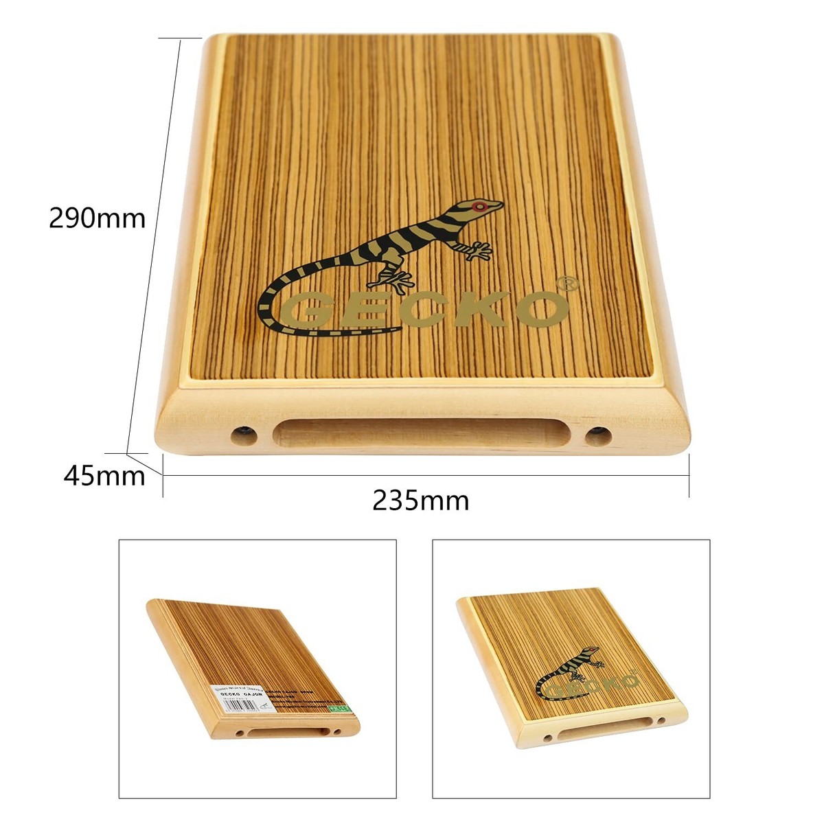 GECKO Travel Cajon,Cajon Box Drum Percussion Instrument Zebra Wood