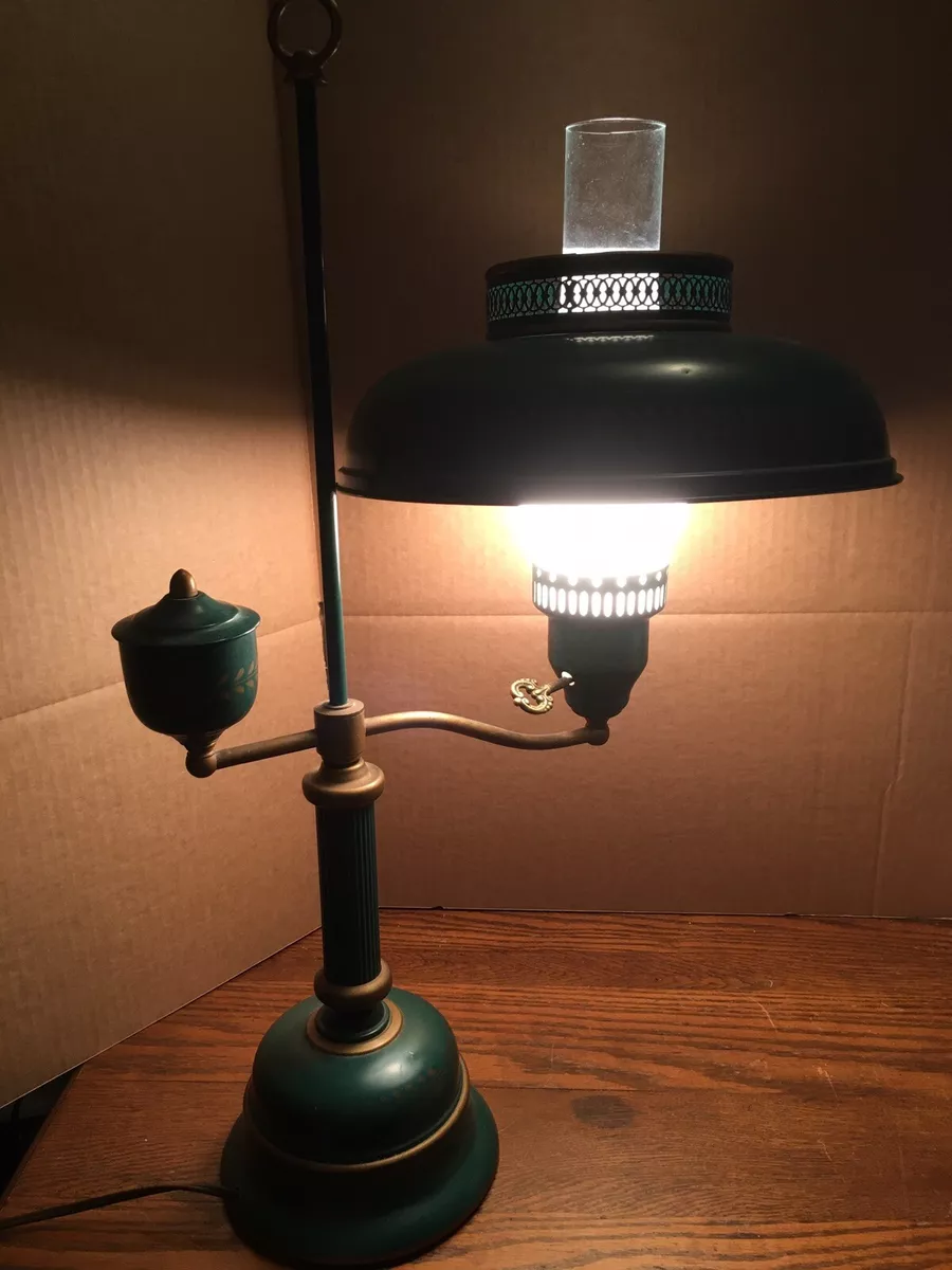 Vintage MCM Toleware Student Desk Lamp