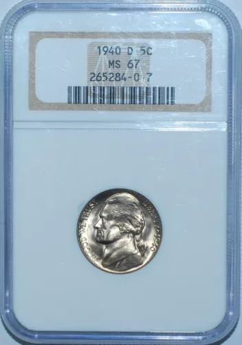 1940 D NGC MS67 5C Jefferson Nickel