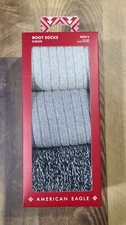 NEW American Eagle Men's 3-Pack Boot Socks One Size Winter Cotton Acrylic Knit