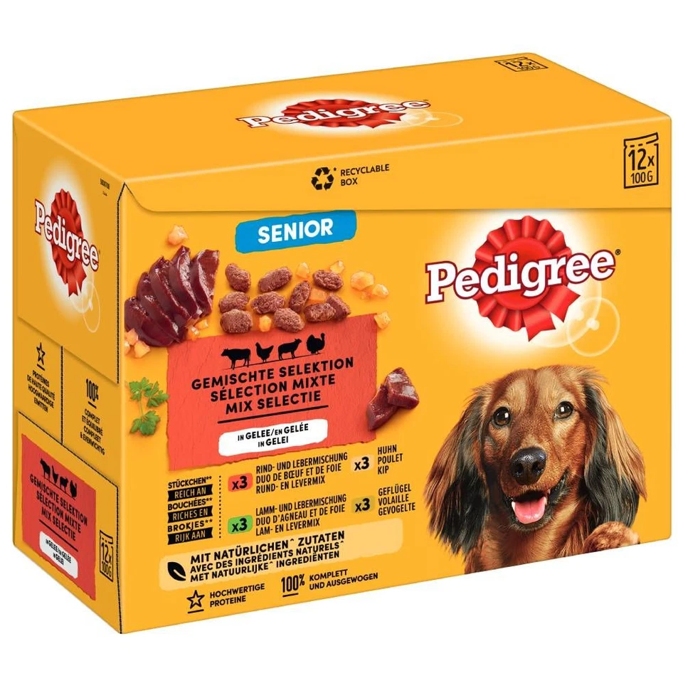 PEDIGREE SENIOR Nassfutter für Hunde mit Fleisch & Geflügel in Gelee 96 x 100g - Bild 2 von 4