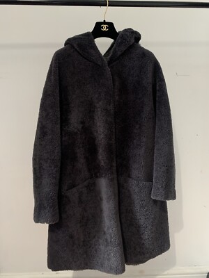 Punto Grey Shearling And Fur Coat Size L